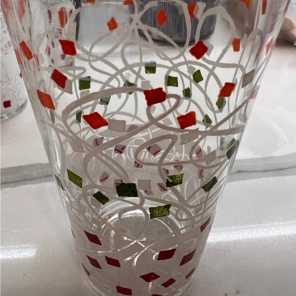 Vintage drinking glasses 1950’s confetti Colorful Geometric Tumbler spring !